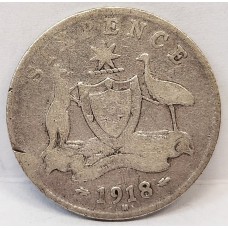 AUSTRALIA 1918 . SIXPENCE . RARE